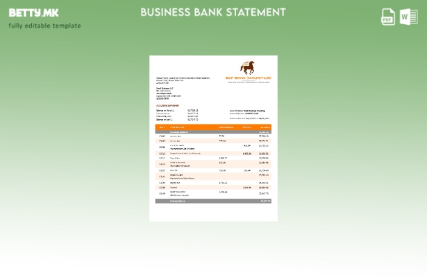 модерен стил Извод на банкарска сметка на претпријатието Word и PDF Шаблон